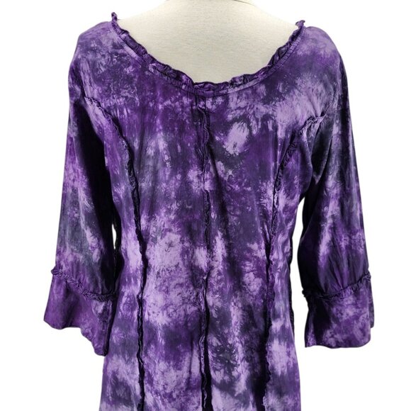 Vintage Phool Womens Large Dress Maxi Tie Dye Purple Ruffle Boho Hippie Party - Picture 5 of 9